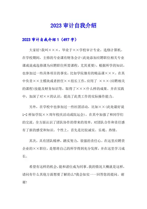2023审计自我介绍