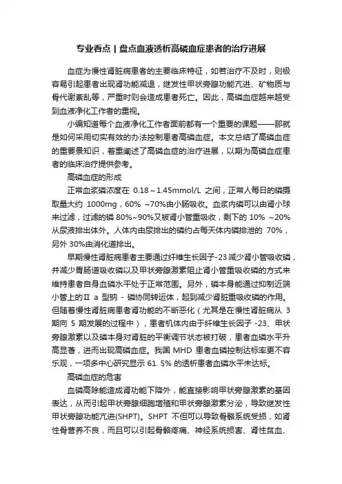 专业看点丨盘点血液透析高磷血症患者的治疗进展
