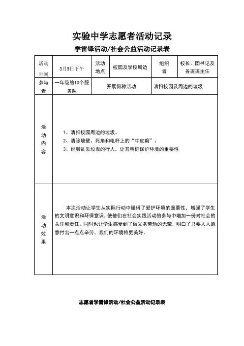 志愿者活动记录