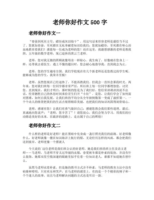 老师你好作文500字