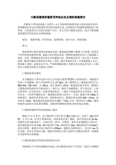 大断面隧道坍塌冒顶突泥处治及预防措施探讨