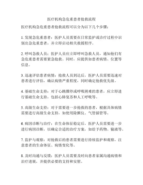医疗机构急危重患者抢救流程