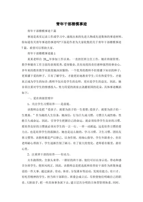 青年干部楷模事迹