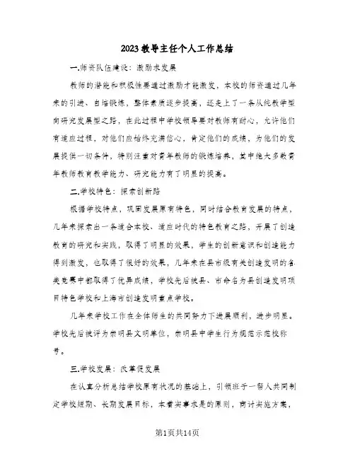 2023教导主任个人工作总结(5篇)