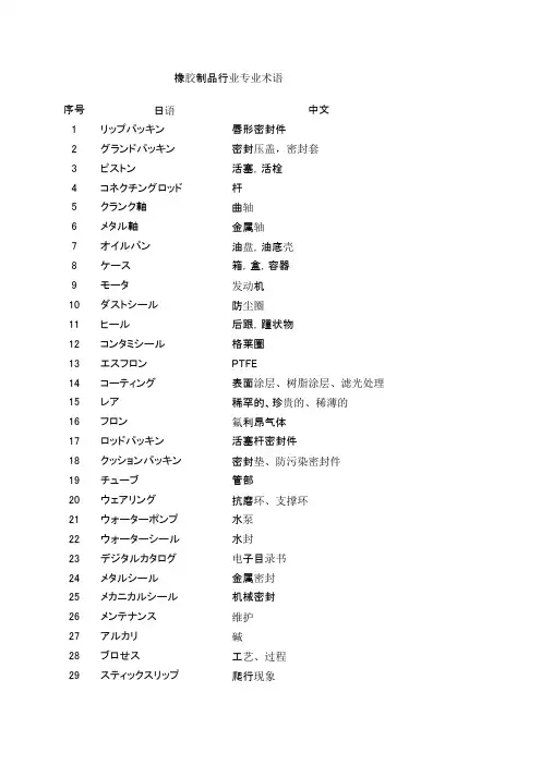 橡胶词汇日语版本学习资料