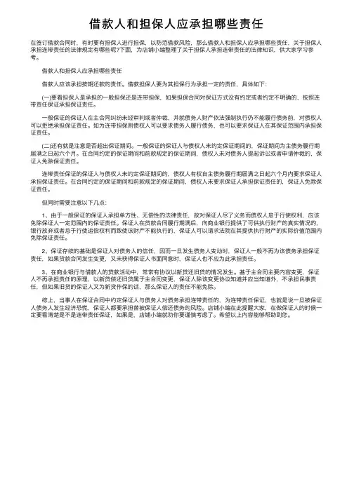 借款人和担保人应承担哪些责任