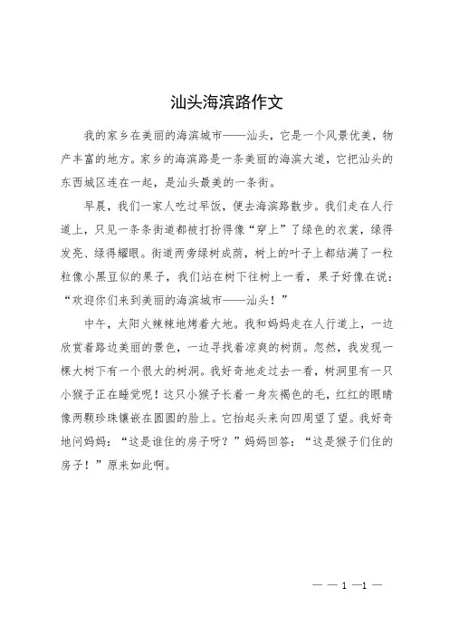 汕头海滨路作文