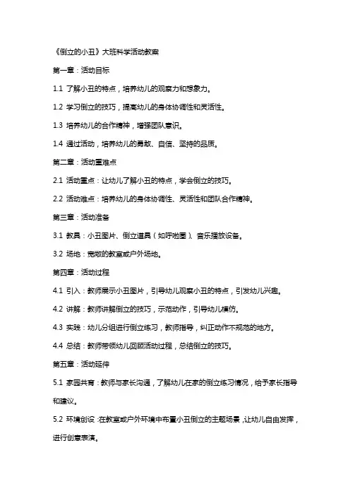 《倒立的小丑》大班科学活动教案