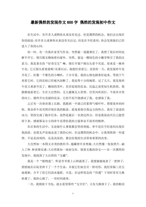 最新偶然的发现作文600字 偶然的发现初中作文