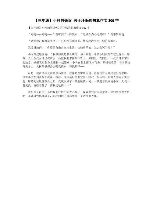 【三年级】小河的哭诉 关于环保的想象作文300字