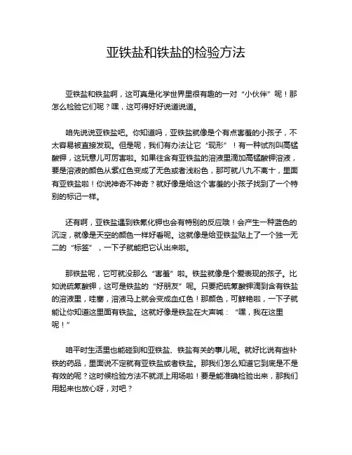 亚铁盐和铁盐的检验方法