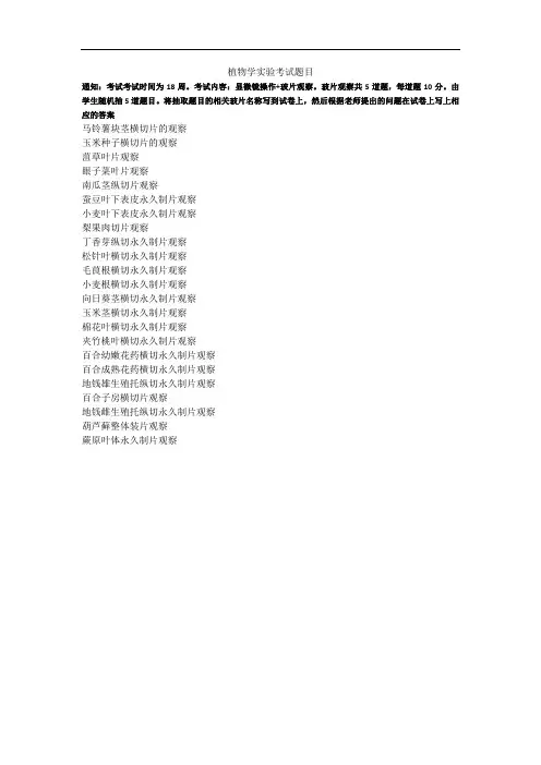 植物学实验考试(图片完整版)