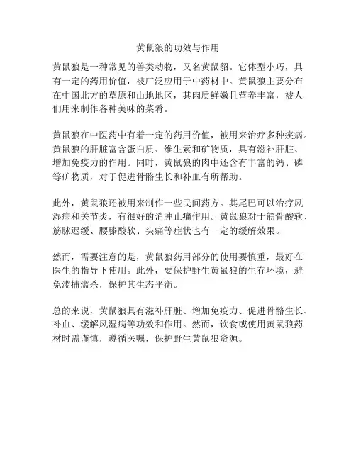 黄鼠狼的功效与作用