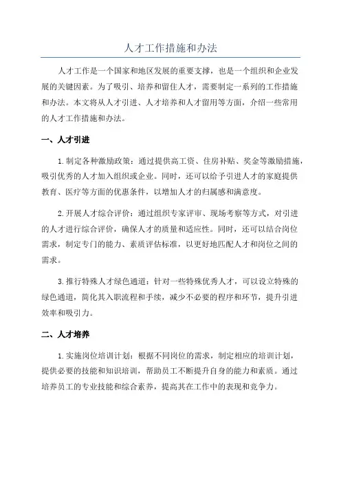 人才工作措施和办法