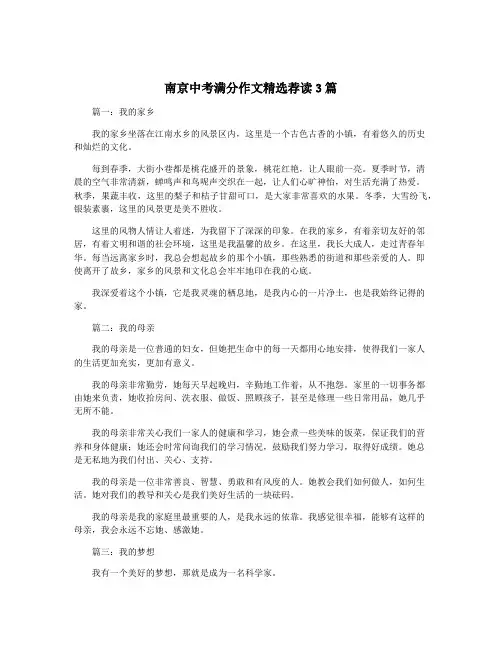 南京中考满分作文精选荐读3篇