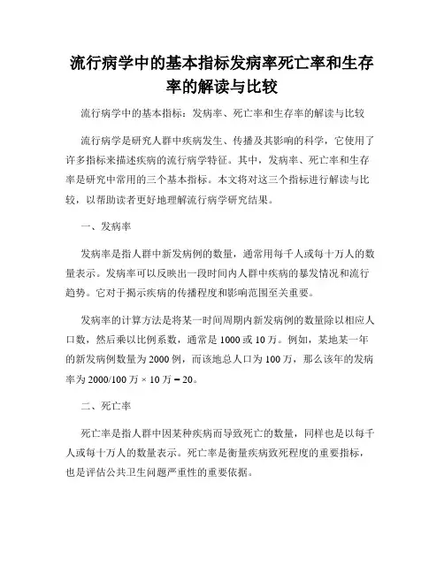 流行病学中的基本指标发病率死亡率和生存率的解读与比较