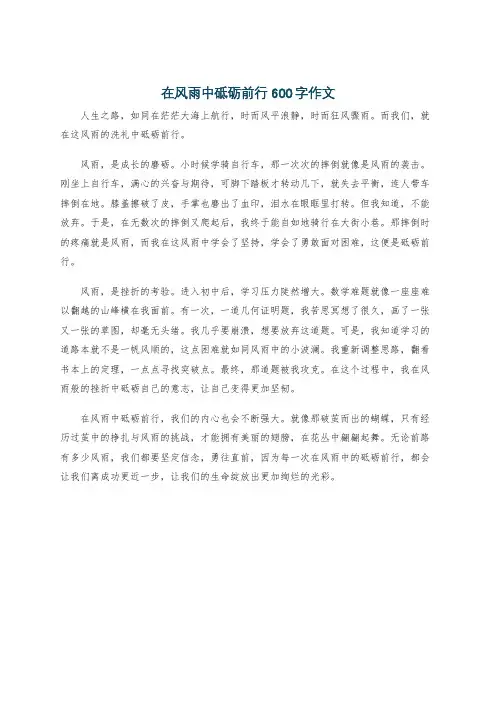在风雨中砥砺前行600字作文
