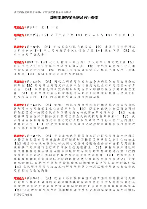 康熙字典按笔画数及五行查字资料讲解