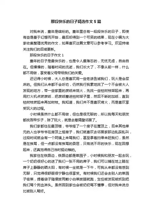 那段快乐的日子精选作文5篇