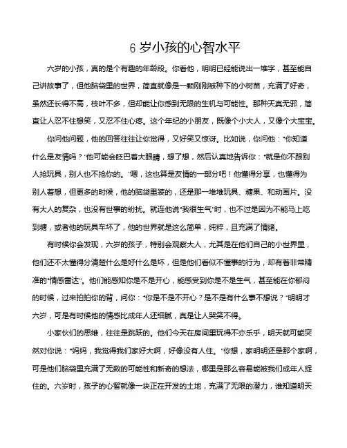 6岁小孩的心智水平