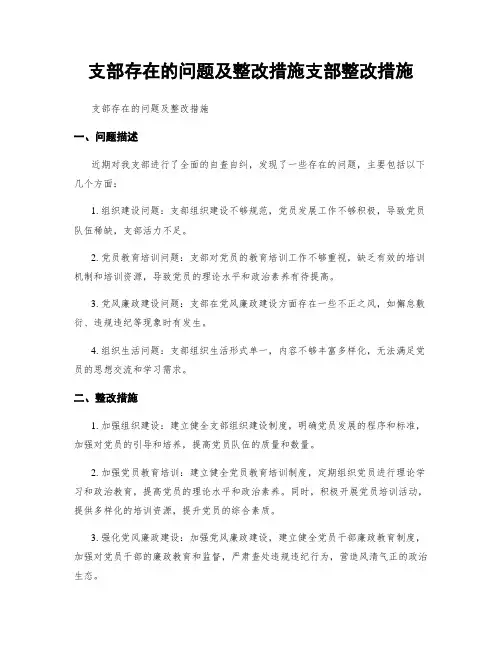 支部存在的问题及整改措施支部整改措施
