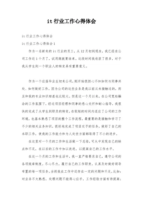 it行业工作心得体会