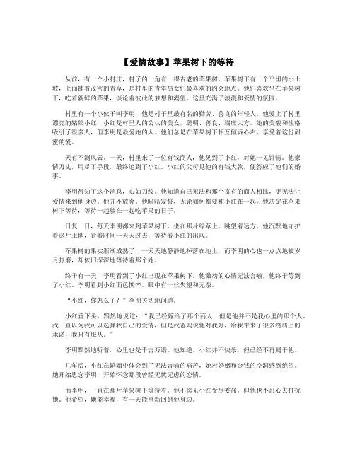 【爱情故事】苹果树下的等待