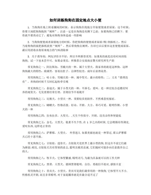 如何训练狗狗在固定地点大小便