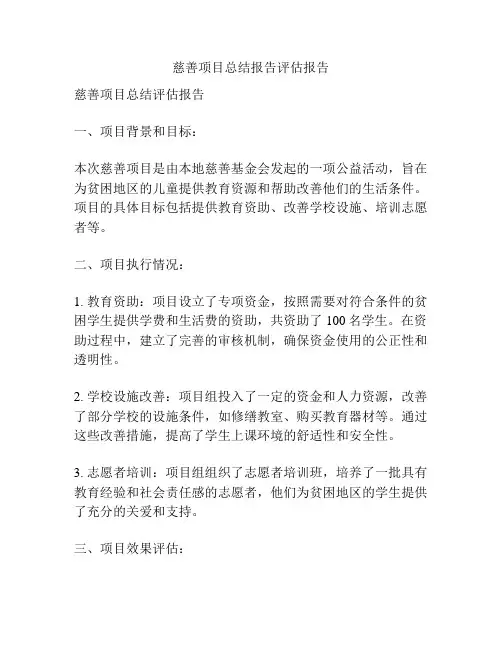慈善项目总结报告评估报告