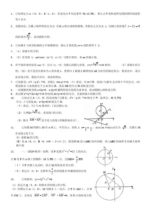 圆与直线方程较难题(供参考)