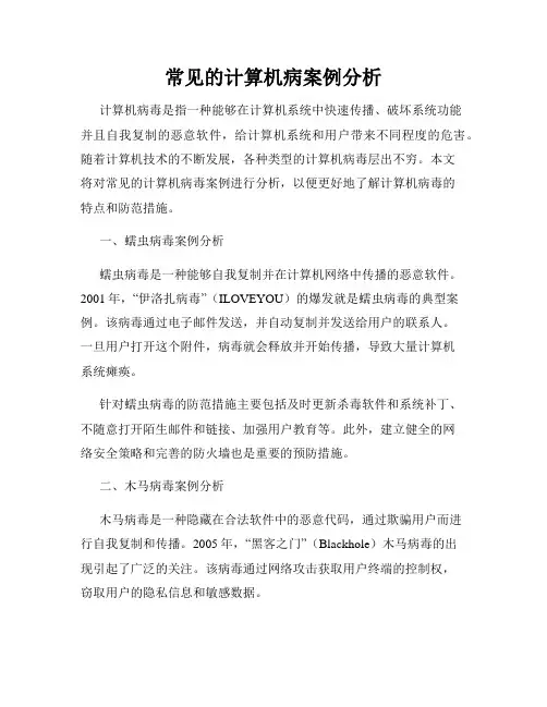 常见的计算机病案例分析