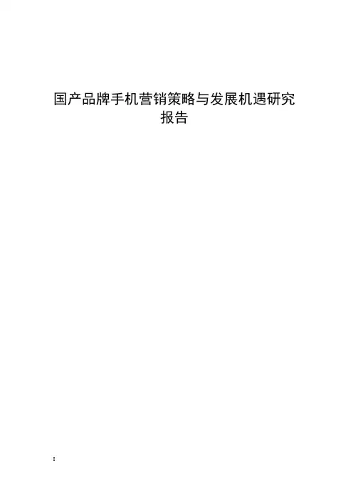国产品牌手机营销策略与发展机遇研究报告