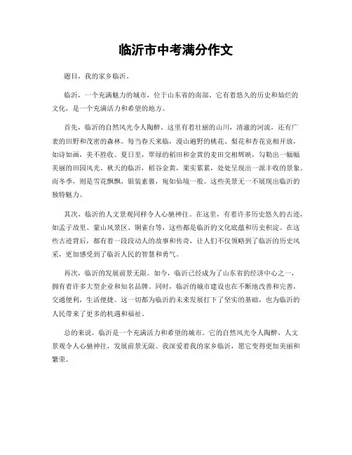 临沂市中考满分作文