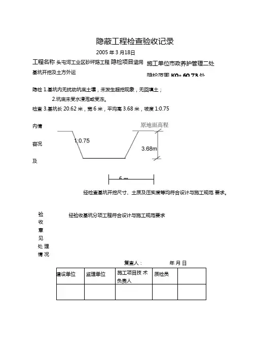 隐蔽工程检查记录全