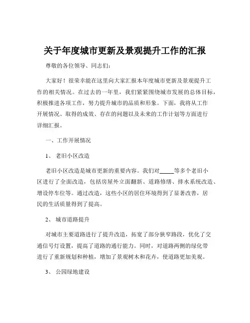 关于年度城市更新及景观提升工作的汇报