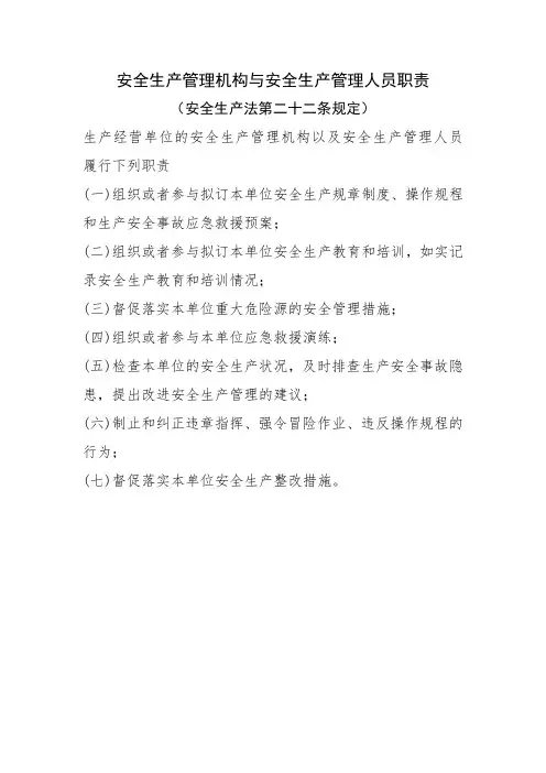 安全生产管理机构与安全生产管理人员职责 (1)