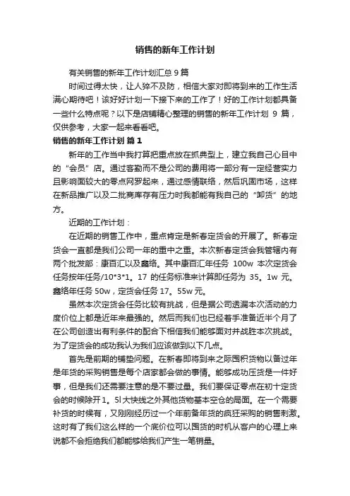 销售的新年工作计划