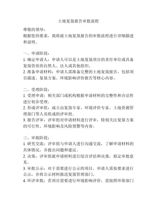 土地复垦报告审批流程