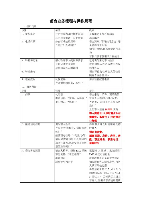 前台业务流程与操作规范