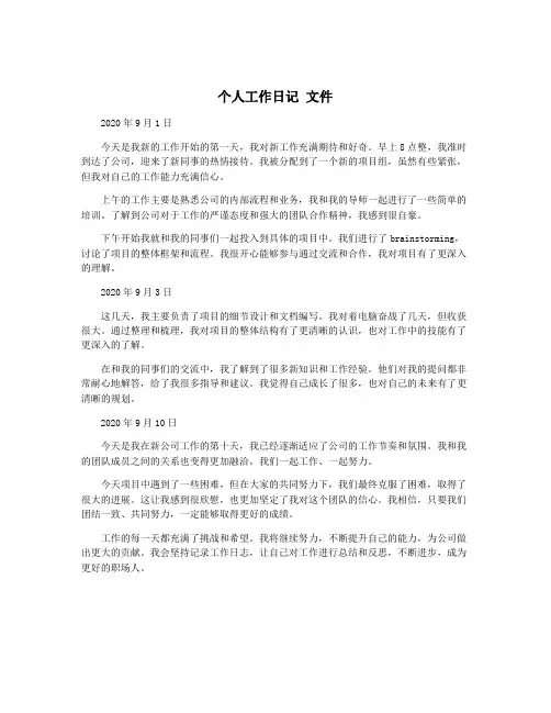 个人工作日记 文件