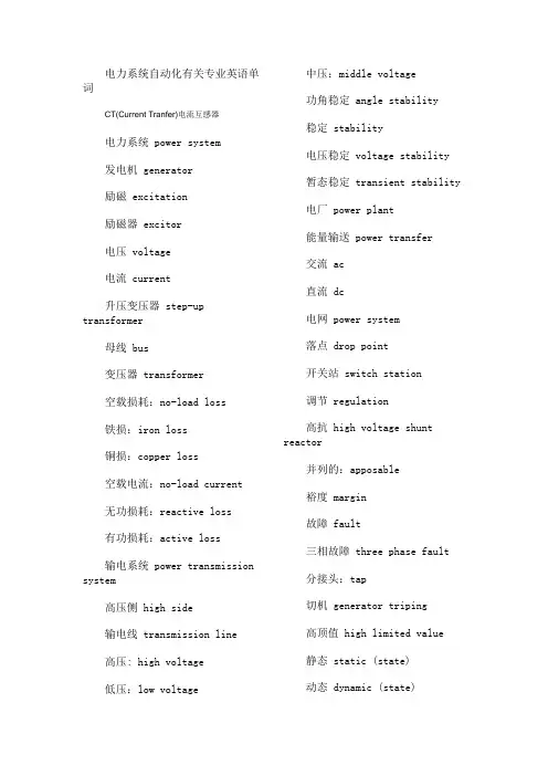电力系统自动化有关专业英语单词(da)