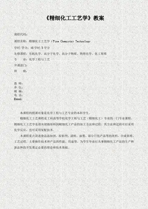 精细化工工艺学教案17P
