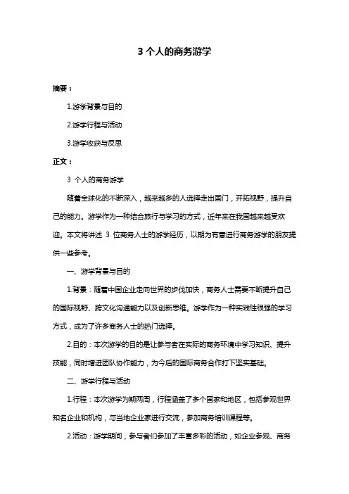 3个人的商务游学