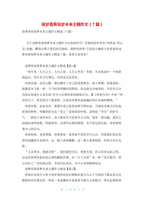 逐梦青春筑梦未来主题作文(7篇)