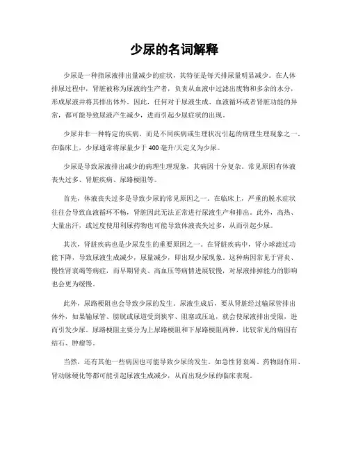 少尿的名词解释