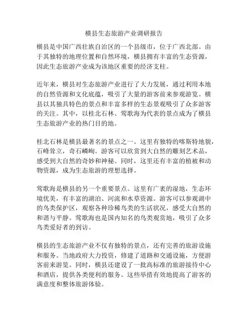 横县生态旅游产业调研报告