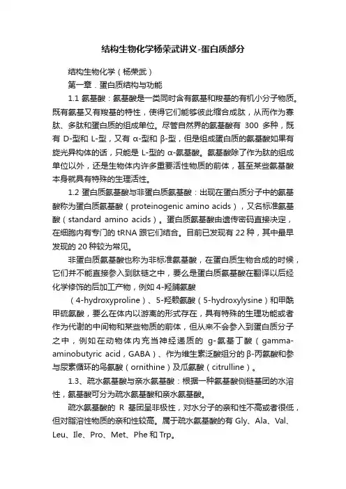 结构生物化学杨荣武讲义-蛋白质部分