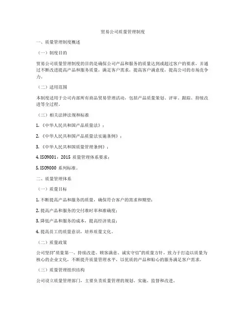 贸易公司质量管理制度