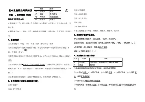 2021年初中生物结业考试生物知识点