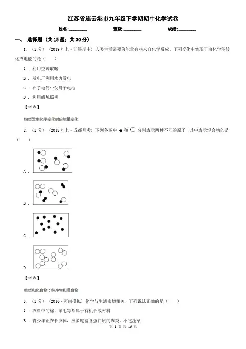 江苏省连云港市九年级下学期期中化学试卷